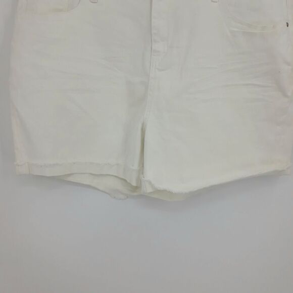 Seven7 Worn & Torn Denim Shorts 5 Pocket Stretch High Waisted White Raw Hem 20W - Picture 6 of 15